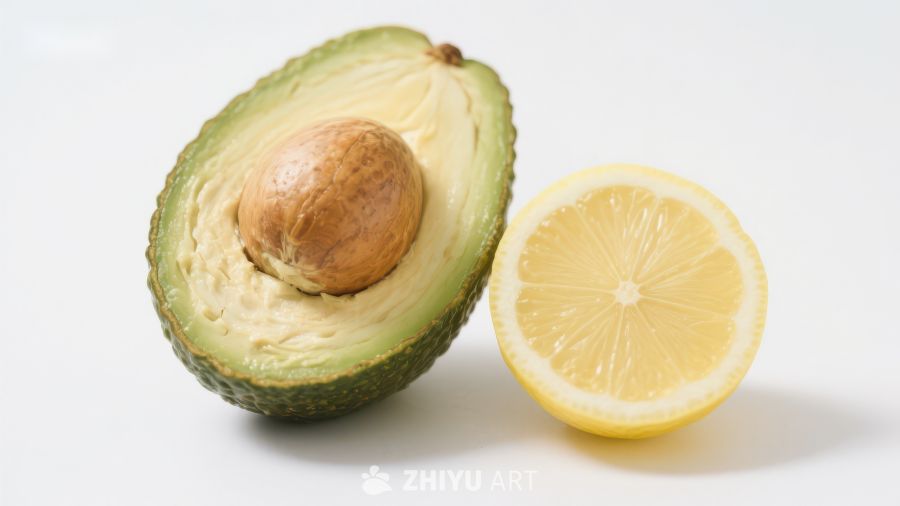 新鲜牛油果与柠檬切片