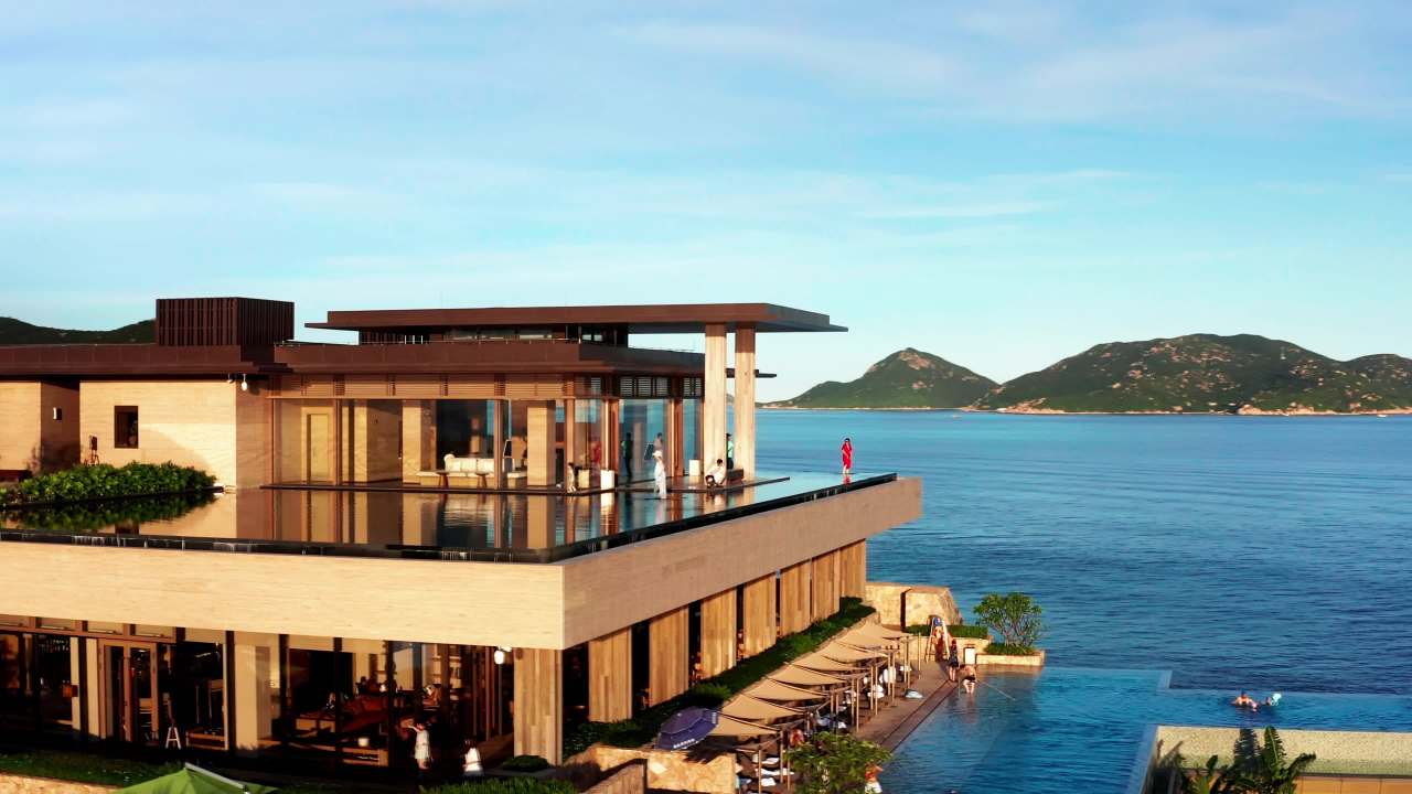 珠海东澳岛海边现代建筑及周边景观六