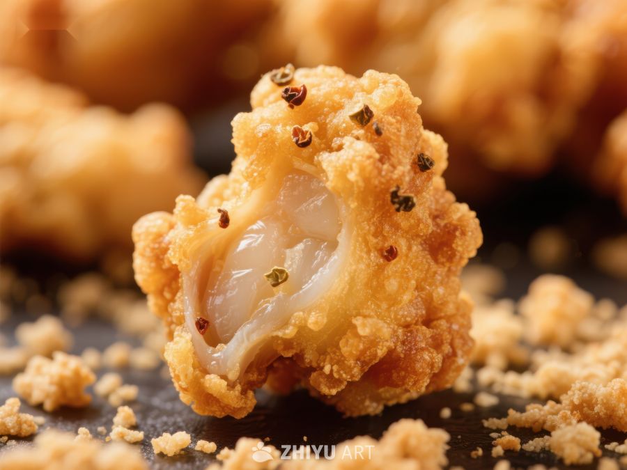 酥脆炸鸡块的诱人特写