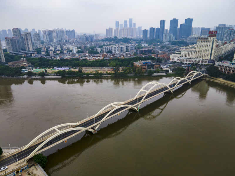 福建福州闽江中洲岛解放大桥航拍摄图