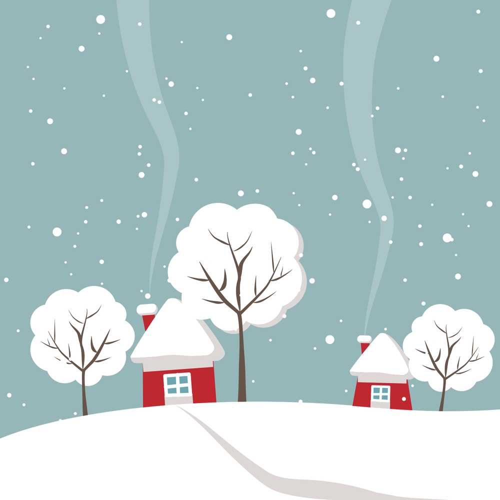 寒冬房子树冬天雪白景观冷天空雪景浪漫村棚屋