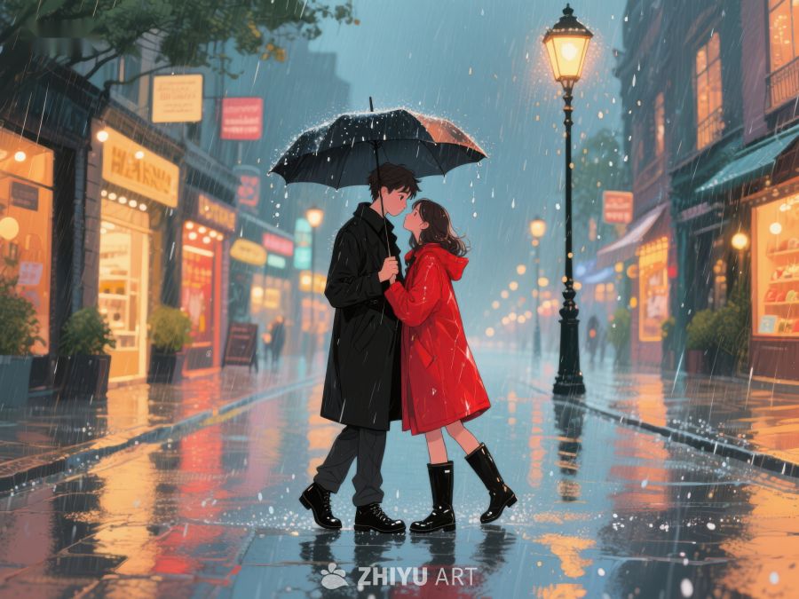 雨夜街头情侣相拥 1068