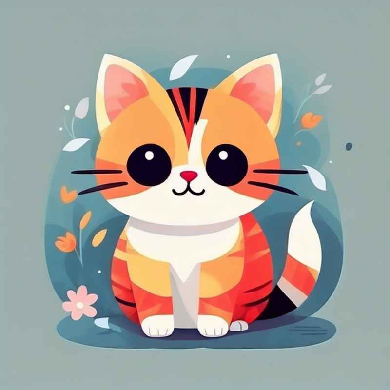 小花猫唯美插画 92
