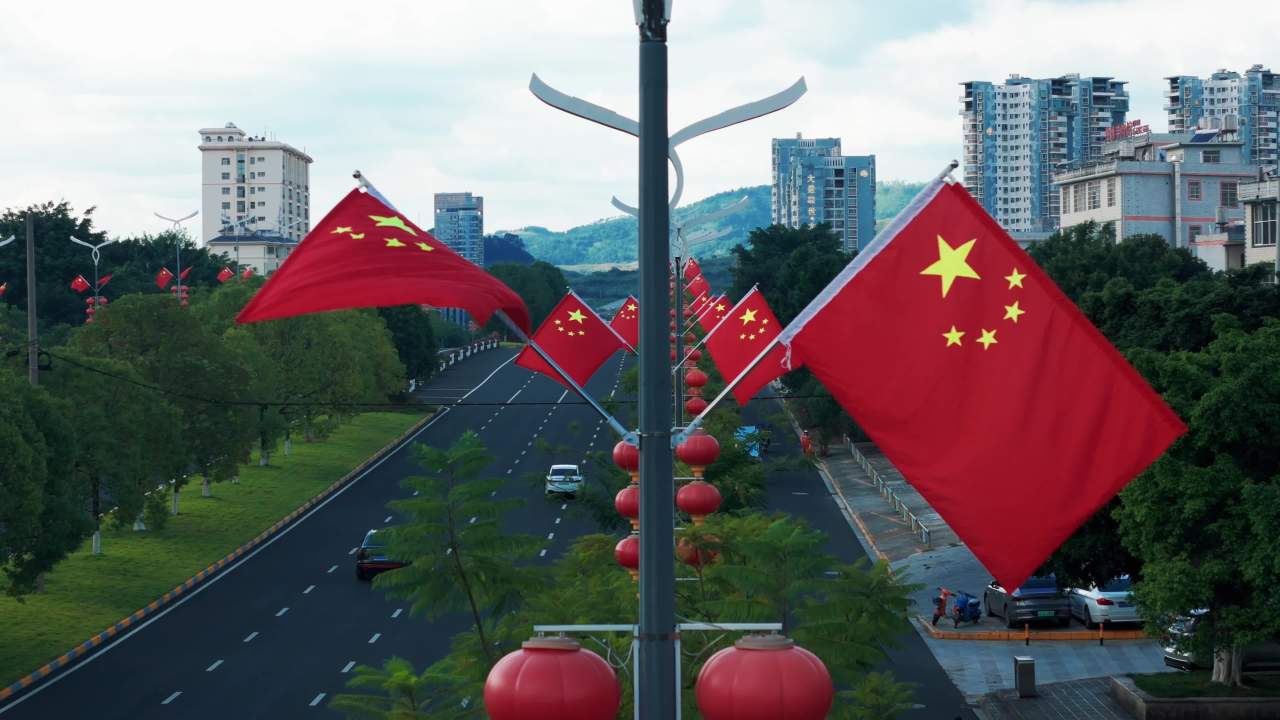 国庆节城市街道风光