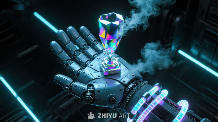 机械手托举发光晶体 170