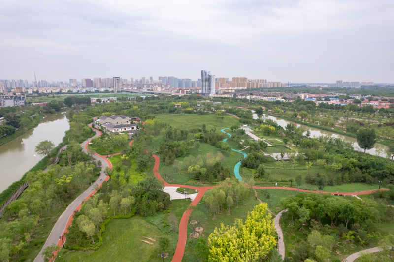 河北沧州城市风光地标建筑航拍图 