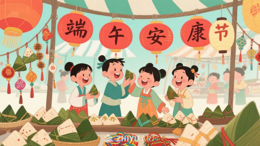 端午节孩子们包粽子的欢乐场景 41