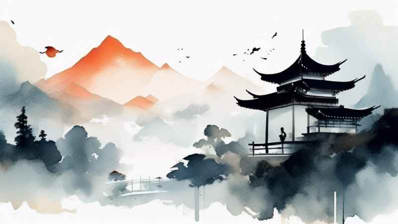 国潮山水画插画背景 61
