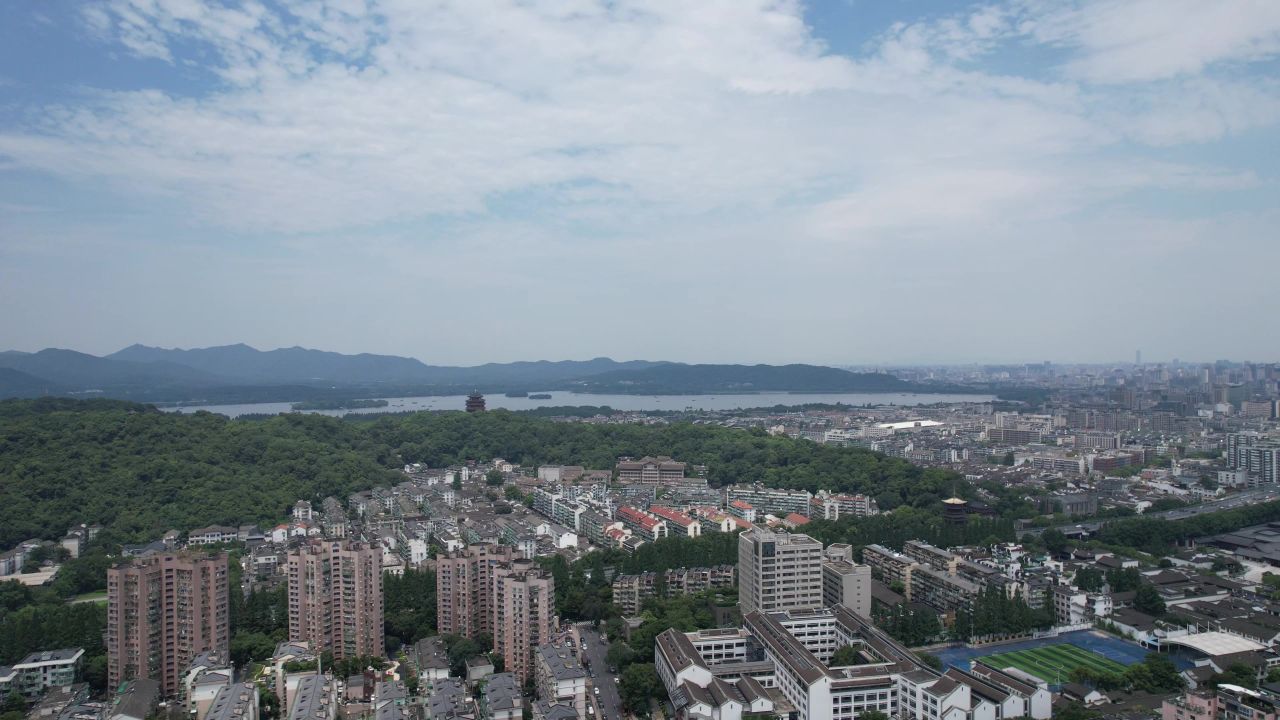 浙江杭州城市风光航拍 