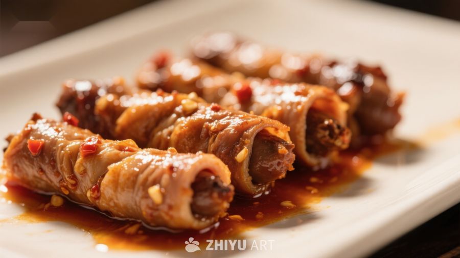 美味酱汁卷肉，诱人色泽令人垂涎