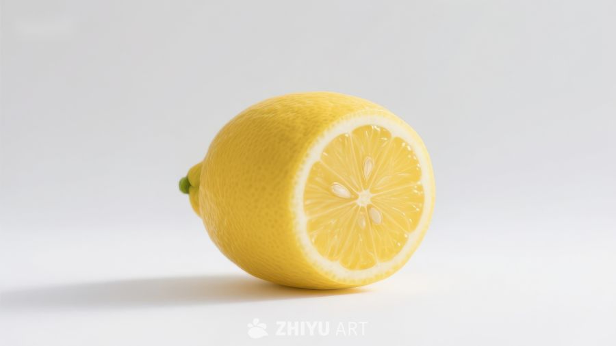 切开的柠檬，展示内部结构