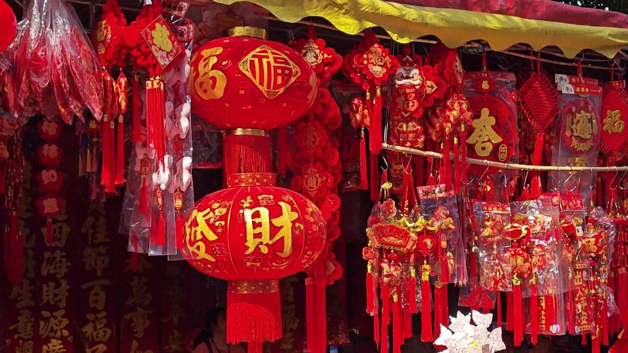 4K春节花市贺年用品摊位