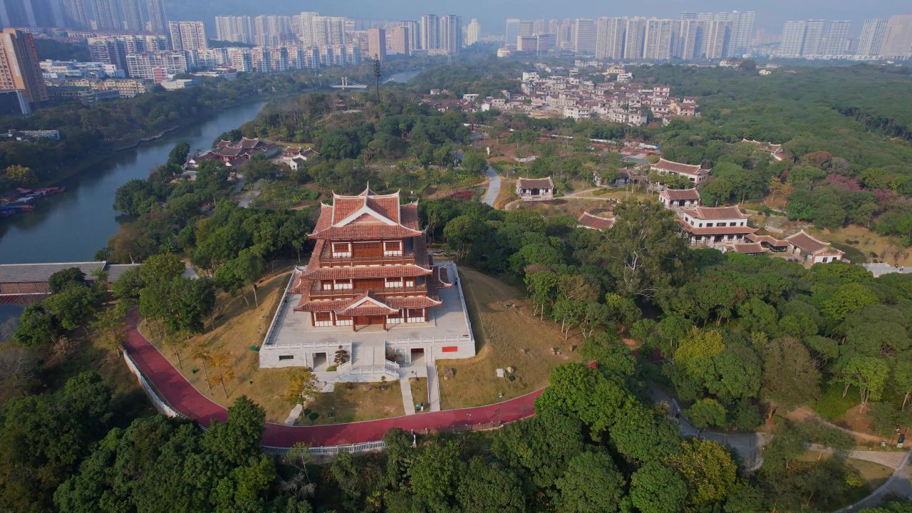 航拍莆田绶溪公园景观
