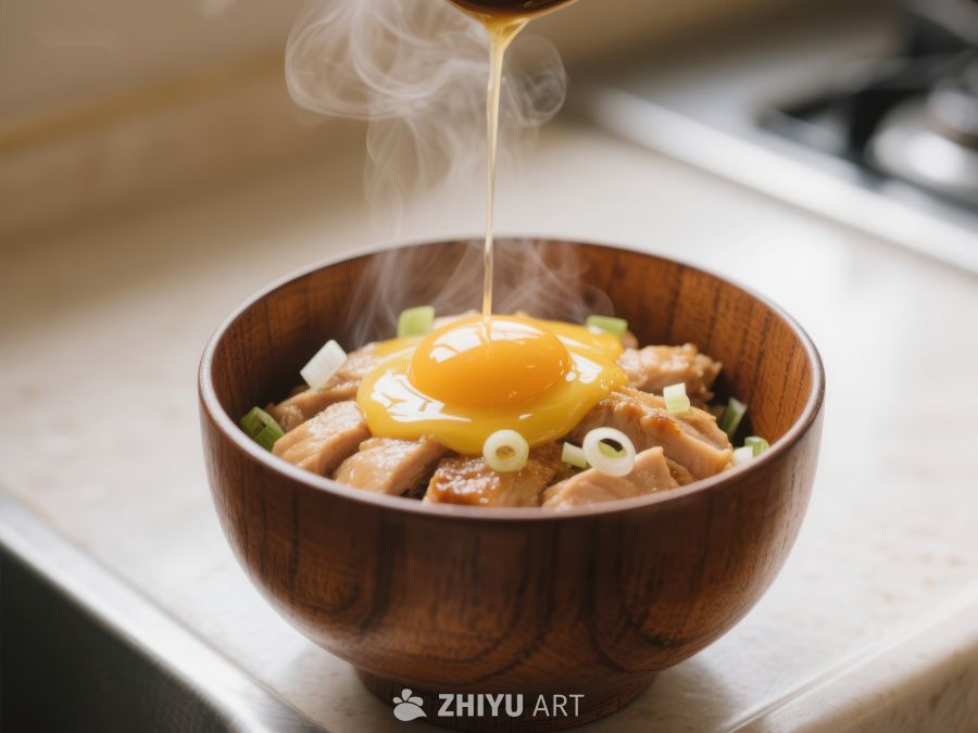 热腾腾的木碗盖饭，蛋黄缓缓流淌 201