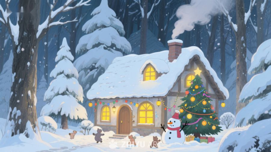 雪夜中的温馨小屋 379