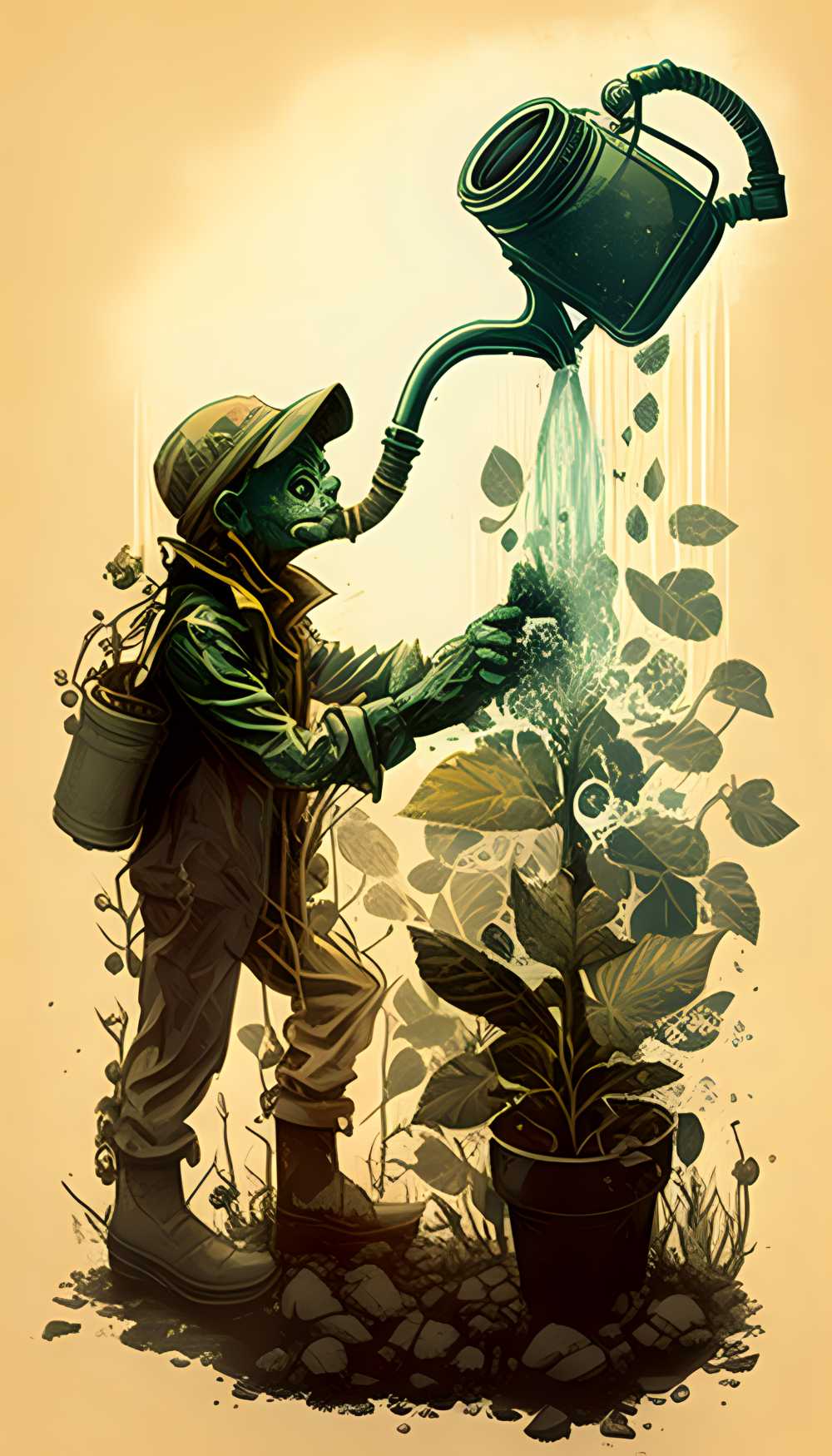 创意艺术画面劳动植树