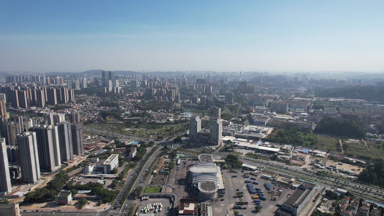 广东江门城市交通航拍