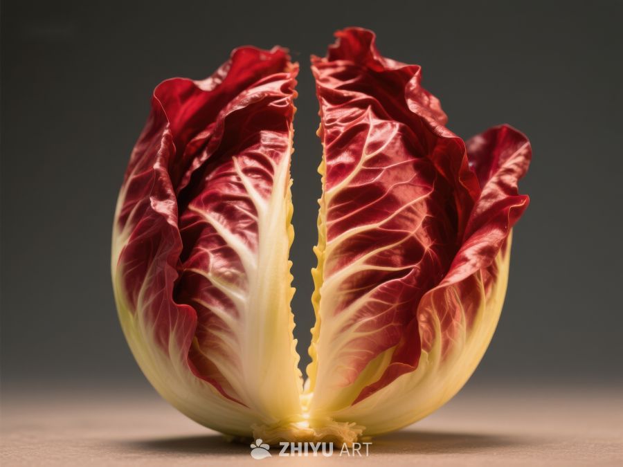 切开的红叶生菜，展示内部纹理 242