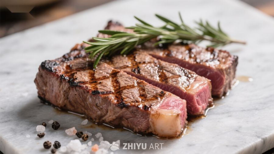 烤制牛排配迷迭香