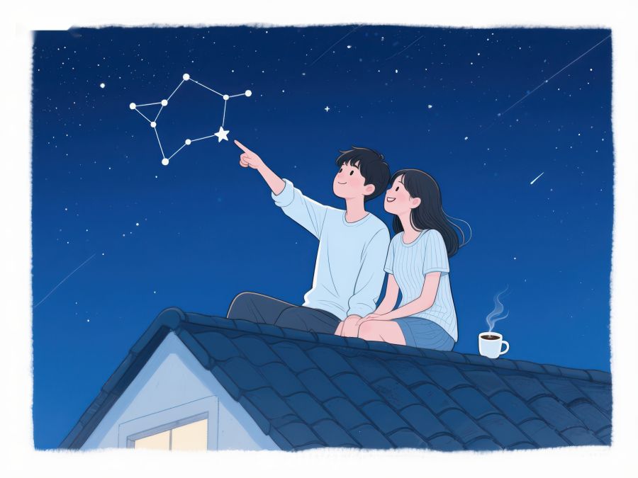 屋顶夜空下的星座探索 840