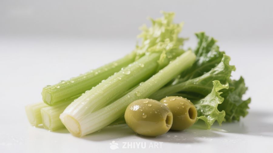 新鲜芹菜与橄榄的组合