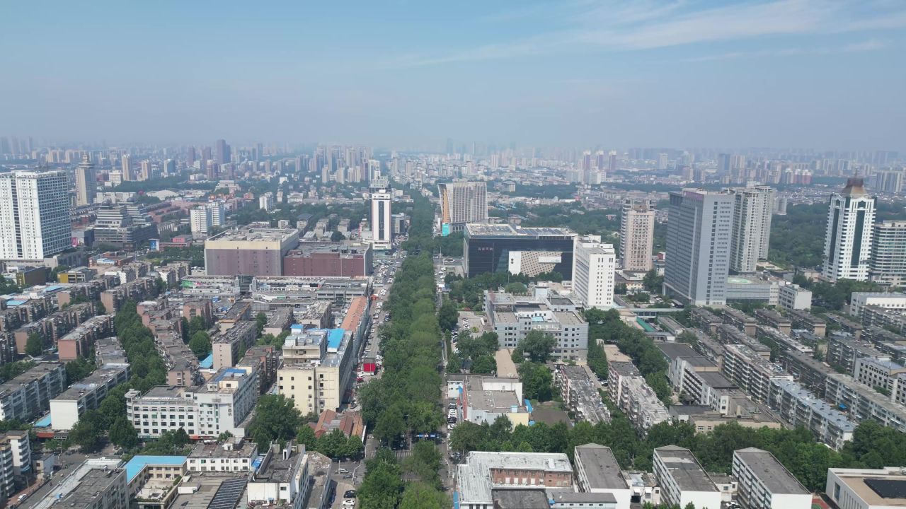 航拍山东淄博城市风光 