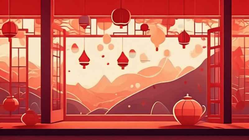 春节窗花简约插画背景 30
