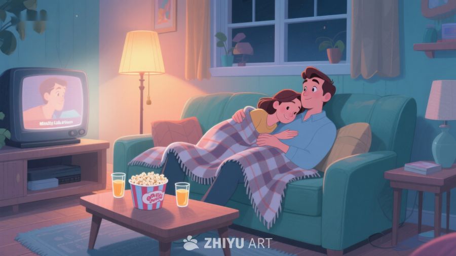 温馨夜晚，父女共赏电视 460