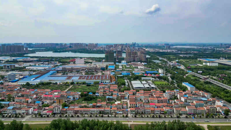 湖北鄂州城市风光航拍摄影图