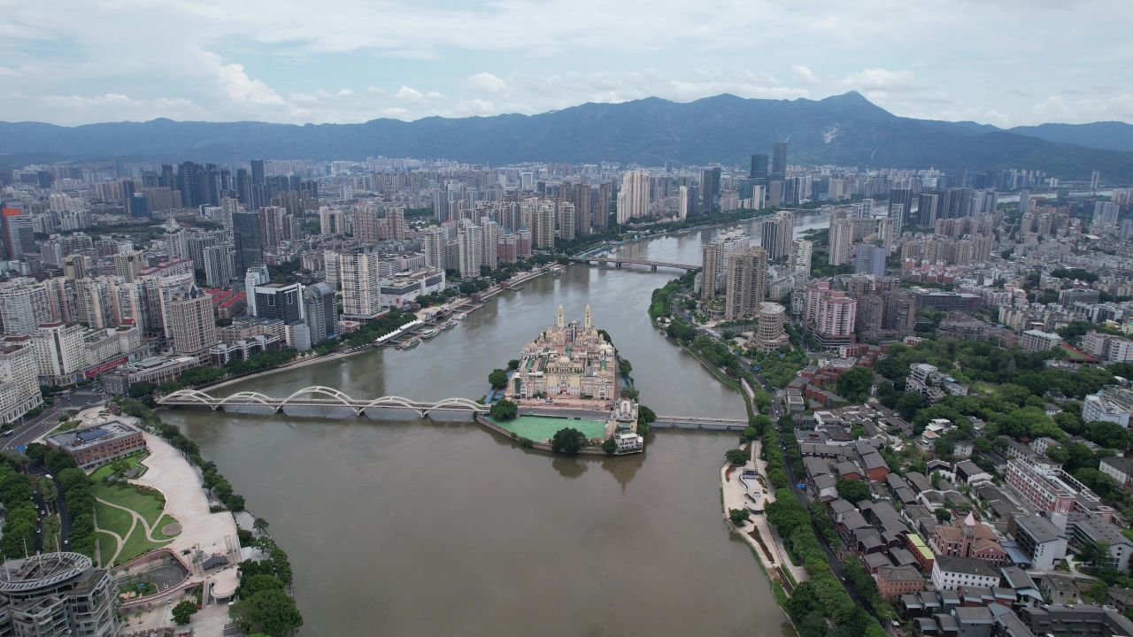福建福州解放大桥中洲岛航拍