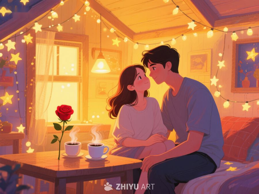温馨夜晚，情侣共度浪漫时光 832