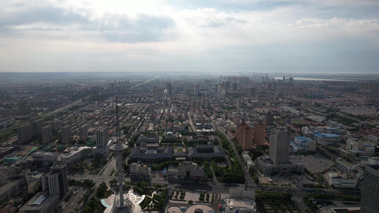 山东东营城市建设地标建筑航拍 
