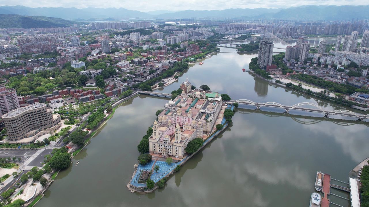 福建福州城市风光航拍 