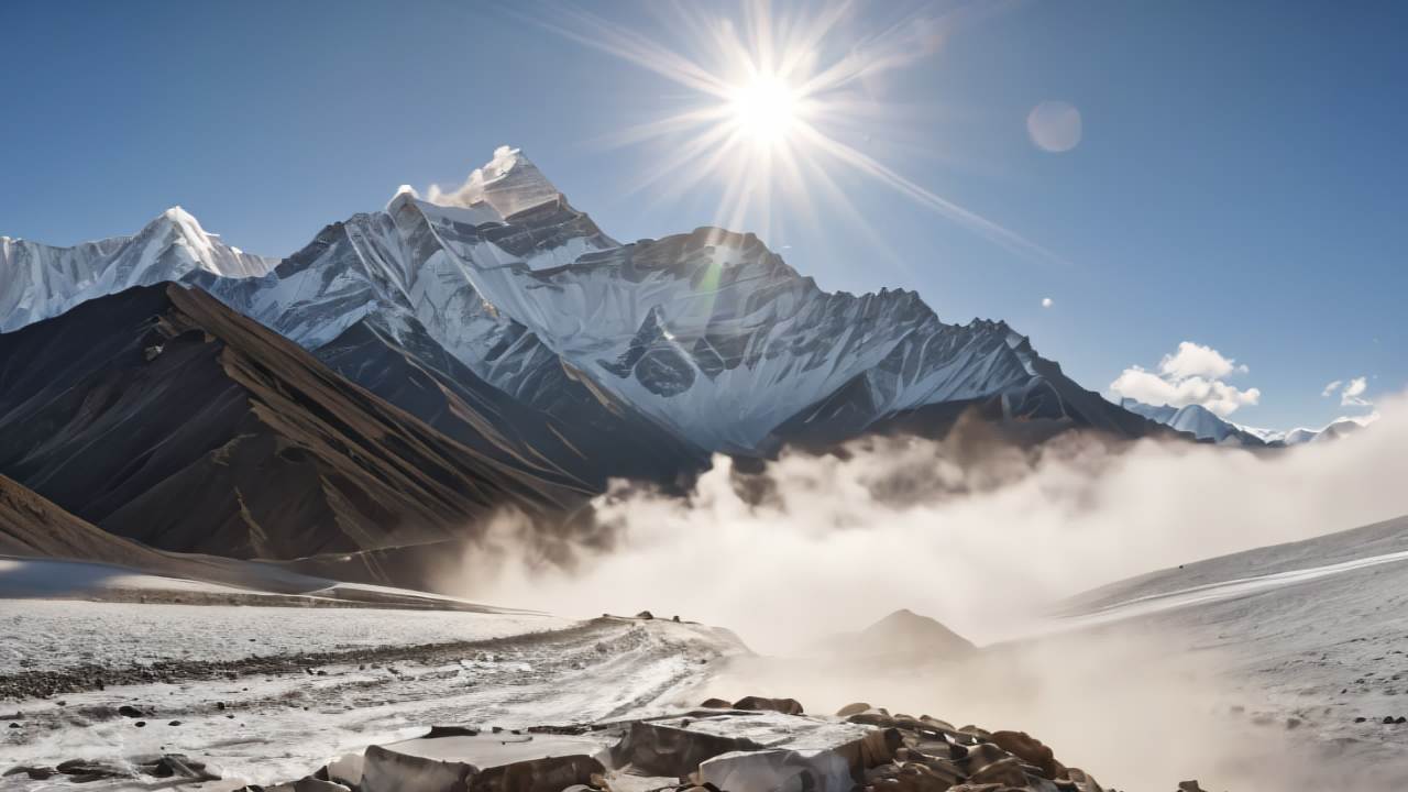 珠穆朗玛峰喜马拉雅山脉航拍日出日落云海延时 46