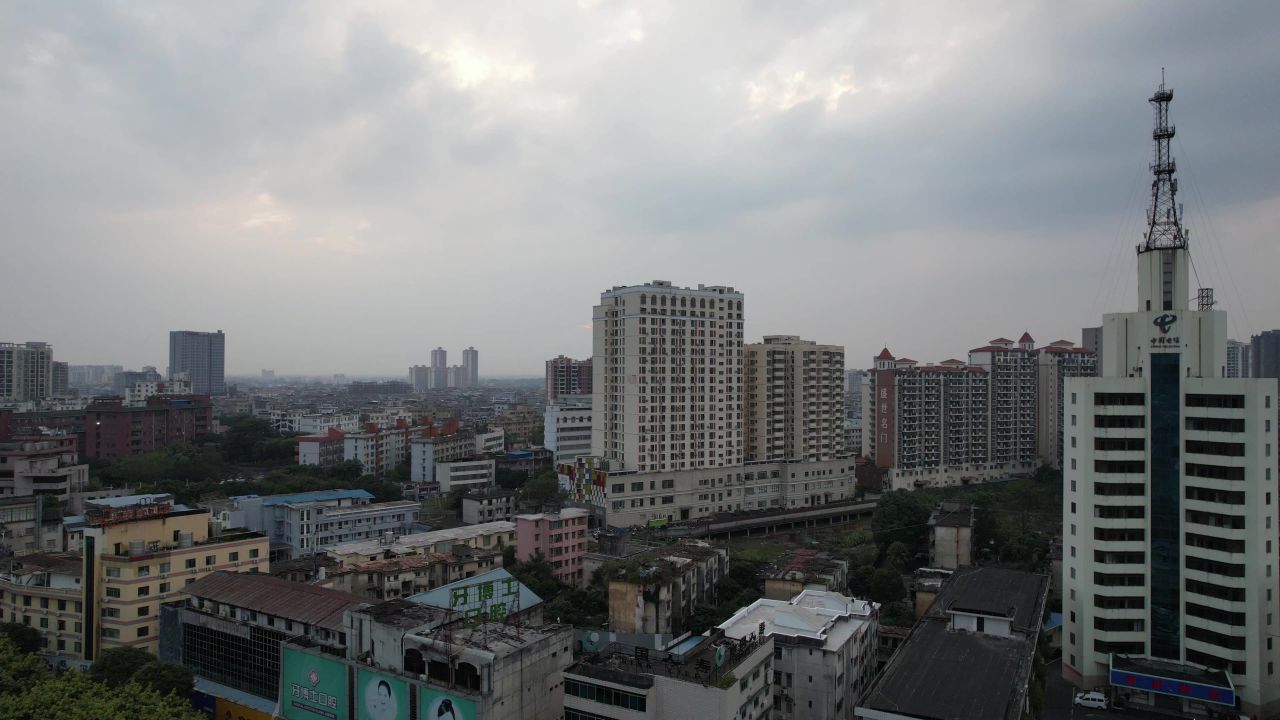 广西钦州城市高楼建筑交通航拍