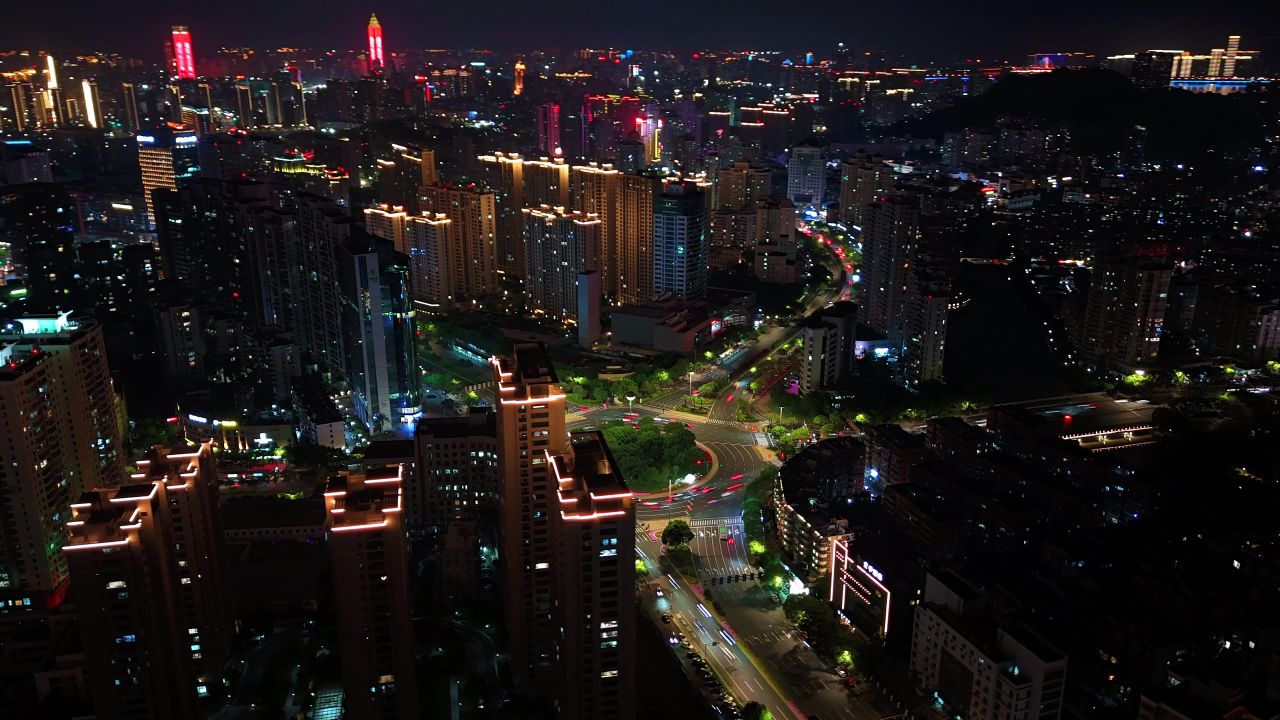 温州新城汤家桥转盘夜景环绕延时摄影