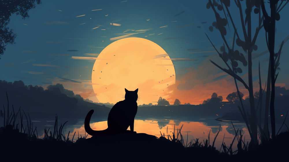 夜色下猫猫插画