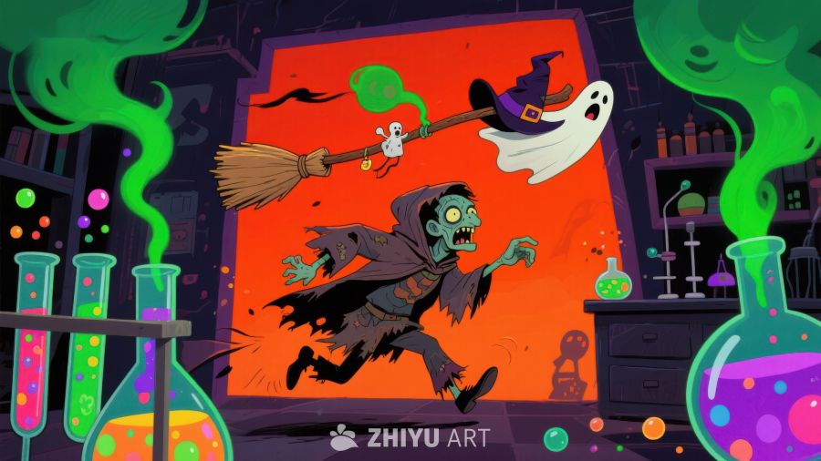 魔法实验室中的疯狂巫师