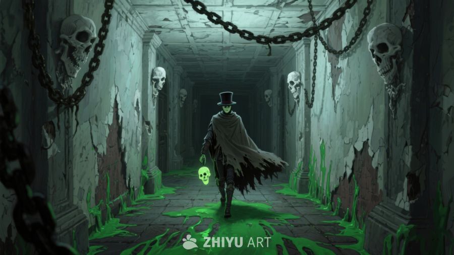 幽暗走廊中的神秘人物