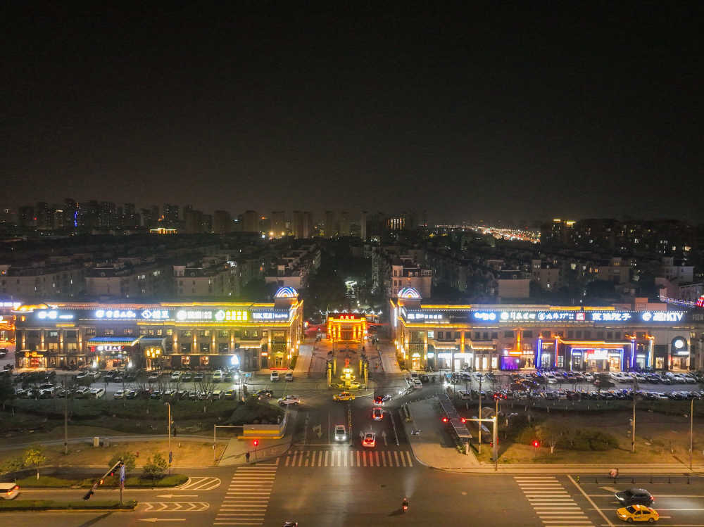 航拍昆山城市夜景