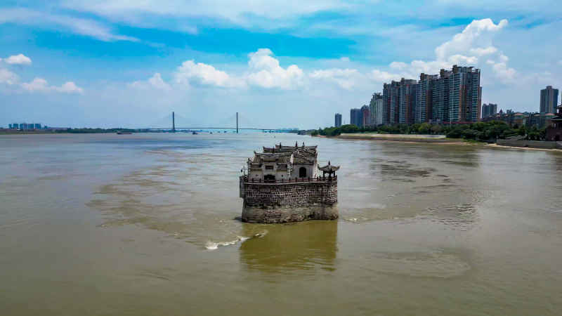 湖北鄂州城市风光航拍摄影图
