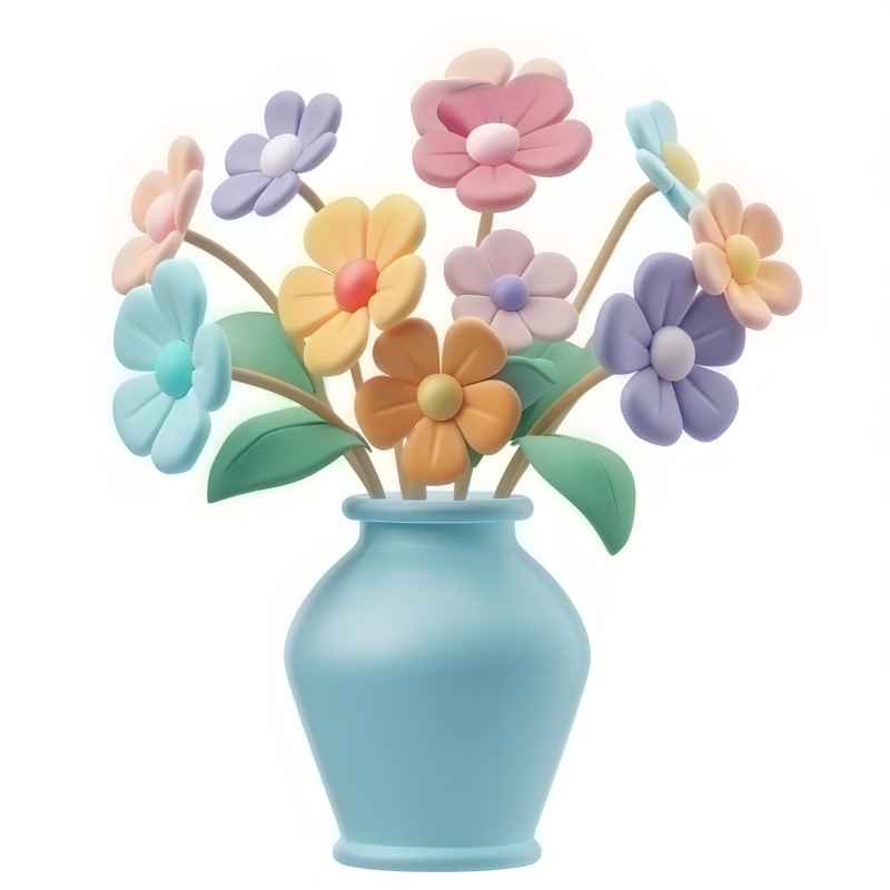 彩色花朵在一个蓝色的花瓶 2