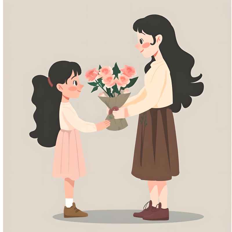 送花给母亲的小女孩 7