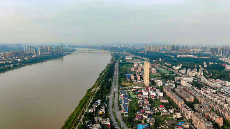 湖南湘潭城市风光航拍摄影图