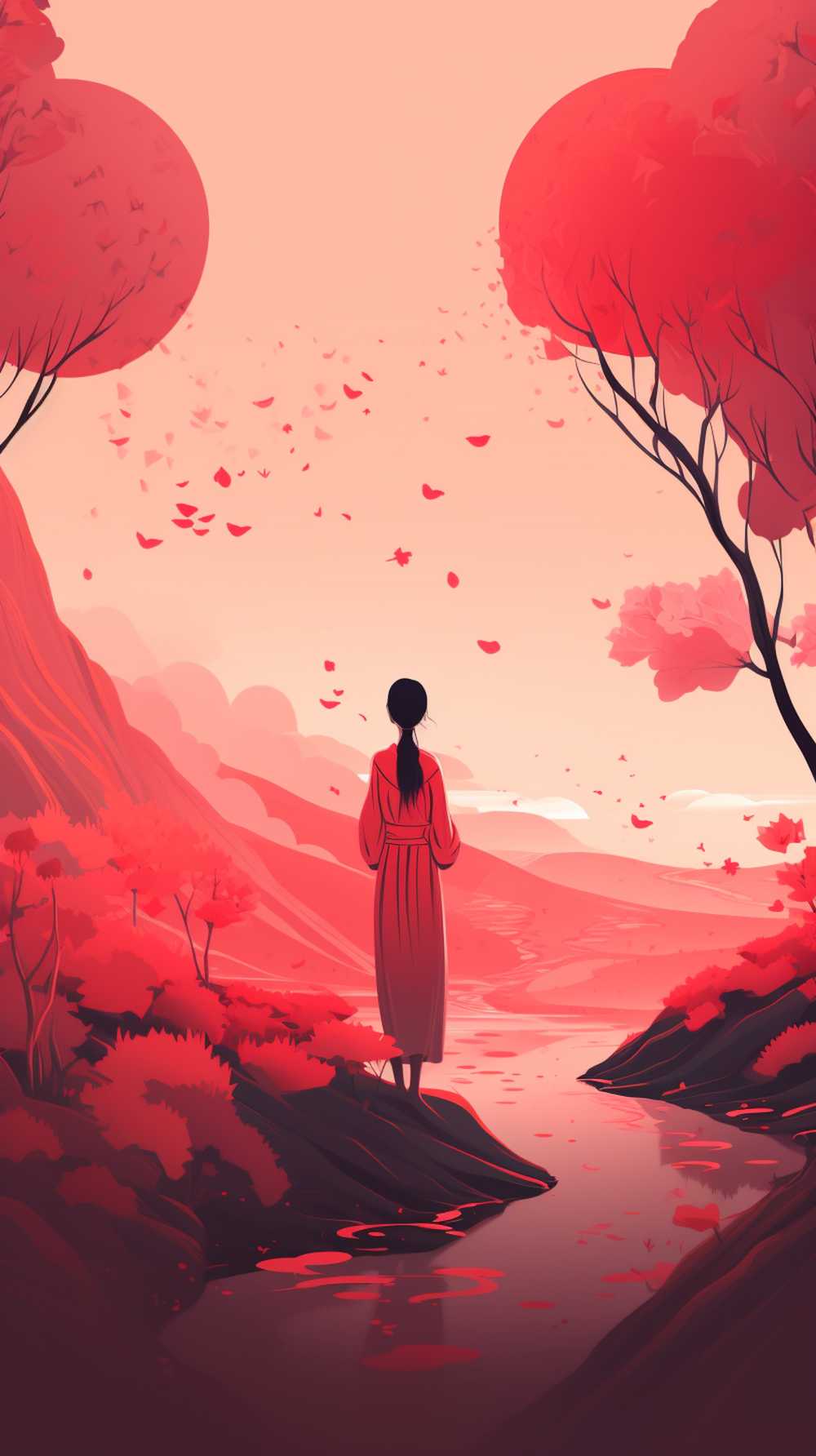 红色唯美背景意境