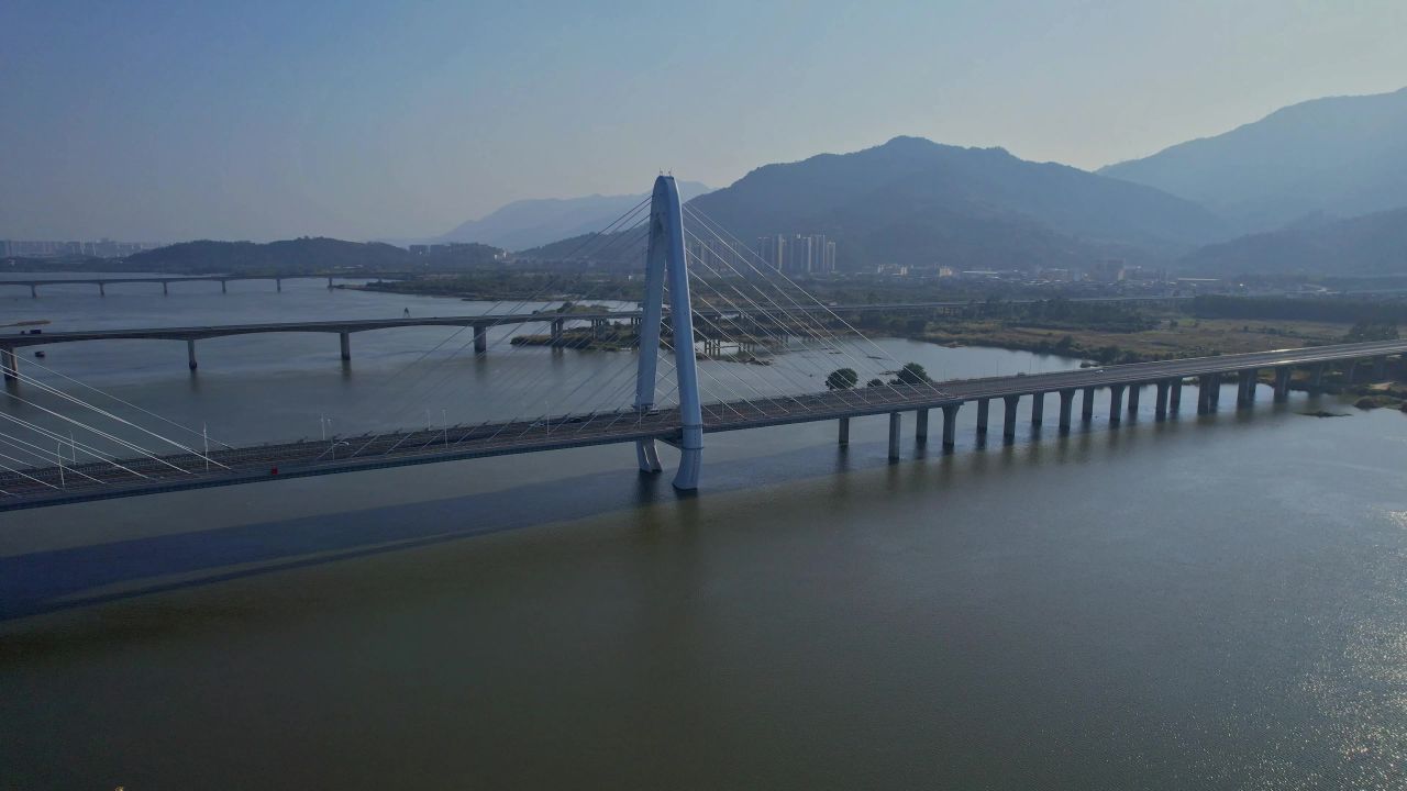 航拍福州白龙洲大桥景观