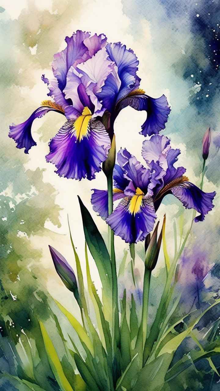 花园里的很多株紫色驾尾花插画 14