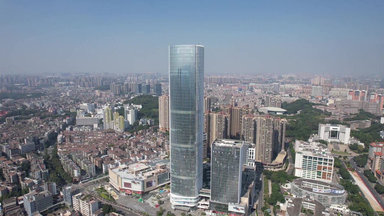 广东中山完美金鹰大厦地标建筑航拍 