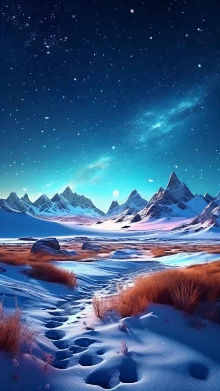 仙境广角冬日沙漠插画雪景 34