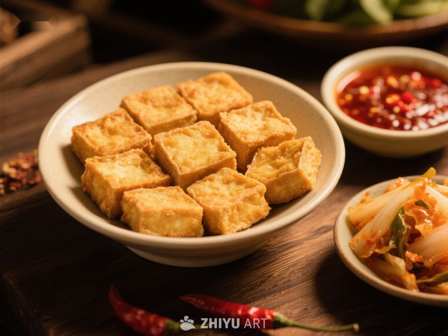 金黄豆腐配辣酱与泡菜 450